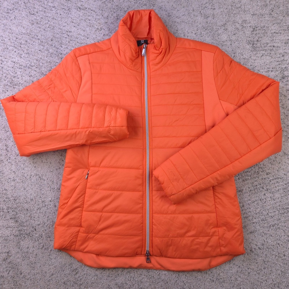 Daily Sports Puffer Jacket Womens Medium Quilted Insulated Born In Sweden Orange